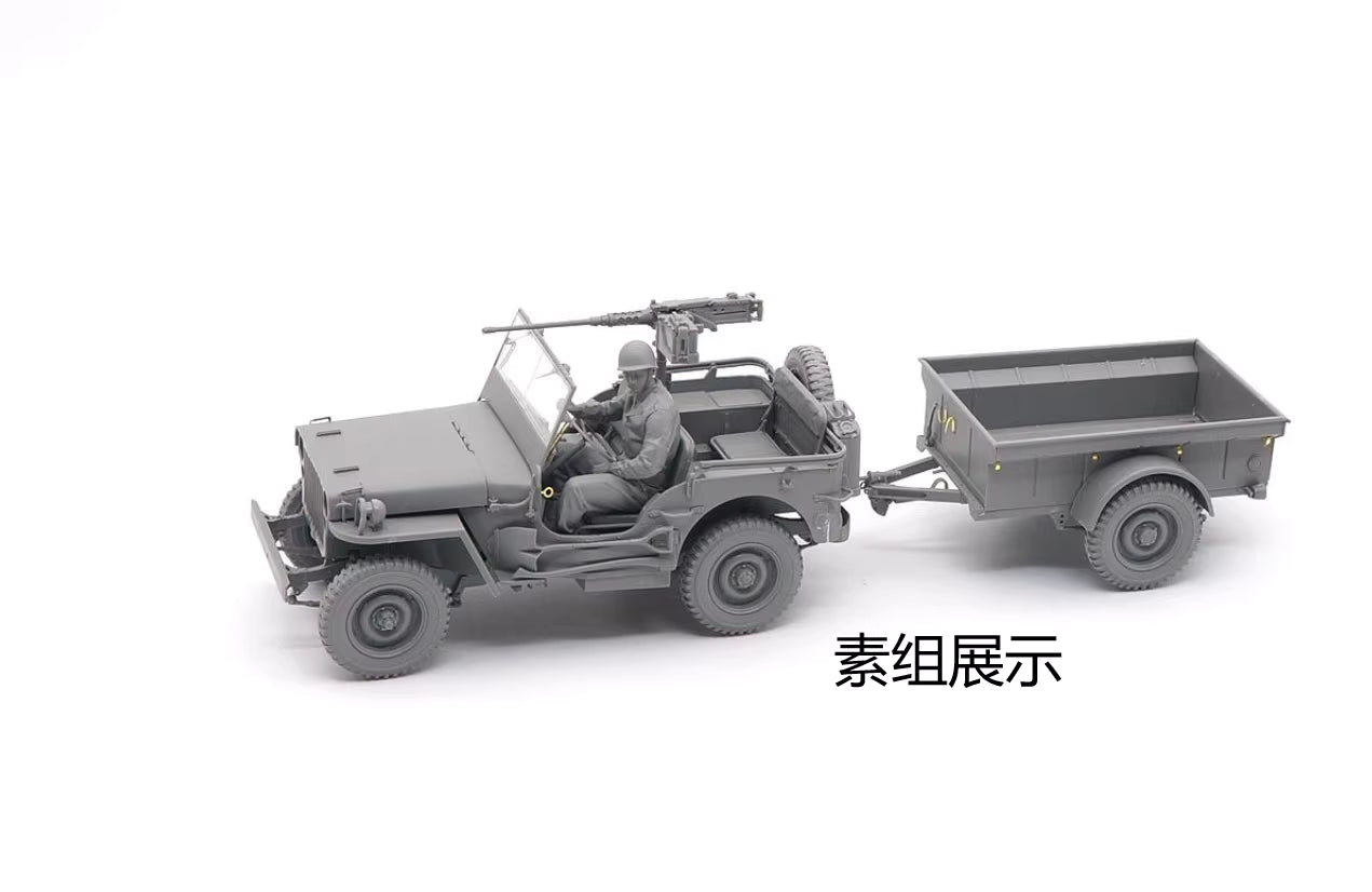 Explore this Takom 2126 1/35 1/4 Ton Utility Truck with Trailer & MP Figure Model Kit