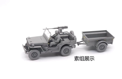Explore this Takom 2126 1/35 1/4 Ton Utility Truck with Trailer & MP Figure Model Kit