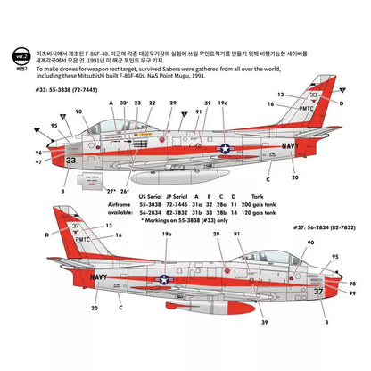 Academy AC12369 1/48 F-86F-40 Sabre Swept-Wing Jet Fighter Model kit