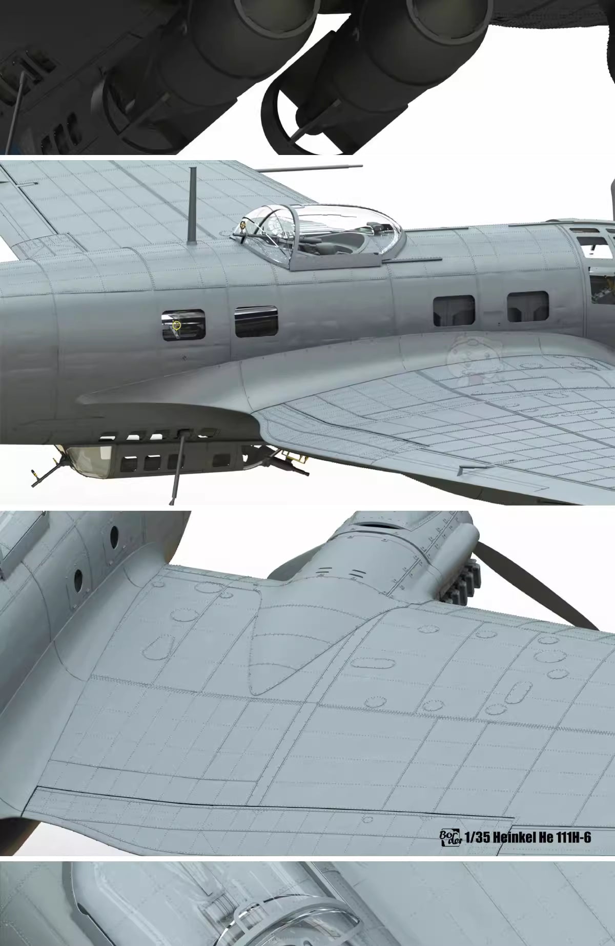 Explore this WWII German Bomber He 111H-6 Model Kit Full Interior 1/35 | Border BF-018