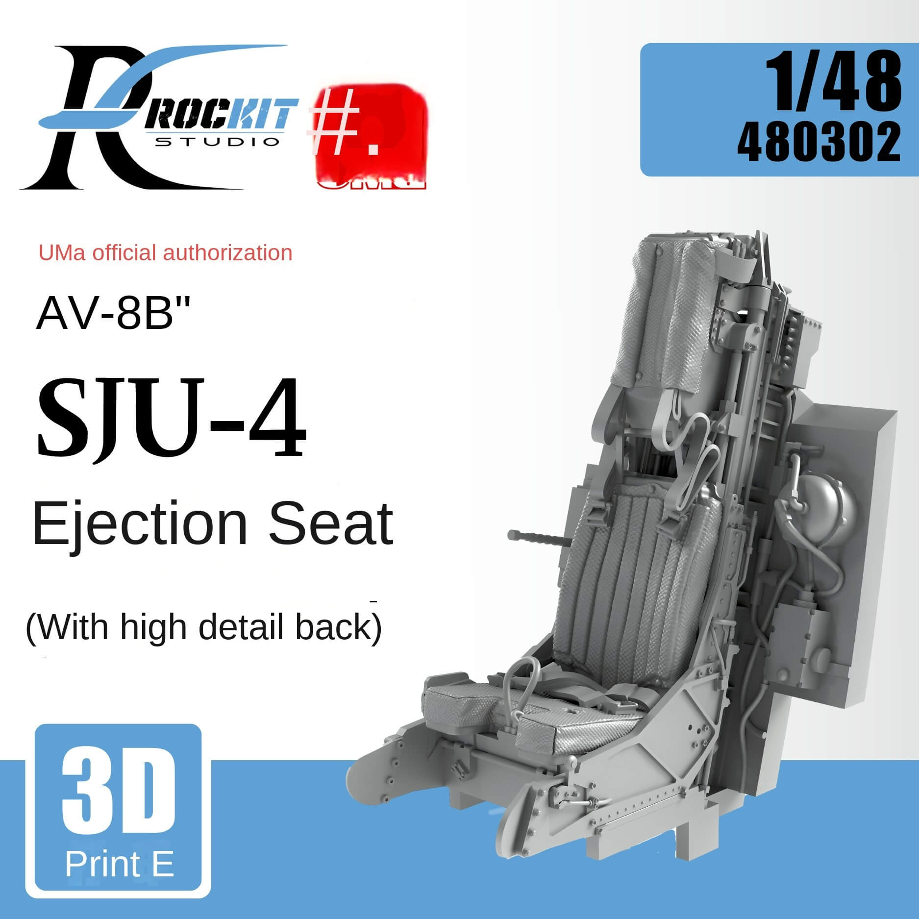 ROCKIT 480302 1/48 AV-8B  Harrier Ejection Seat 3D Printed FOR UMA w/Detail Back