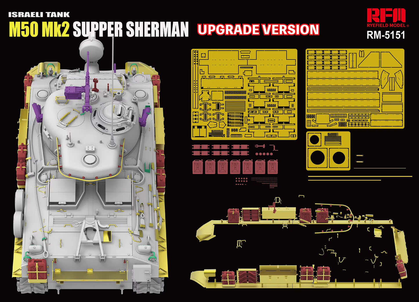 RYE FIELD 5151 1/35 Israeli Tank M50 Mk2 SUPER SHERMAN UPGRADE VERSION Model Kit