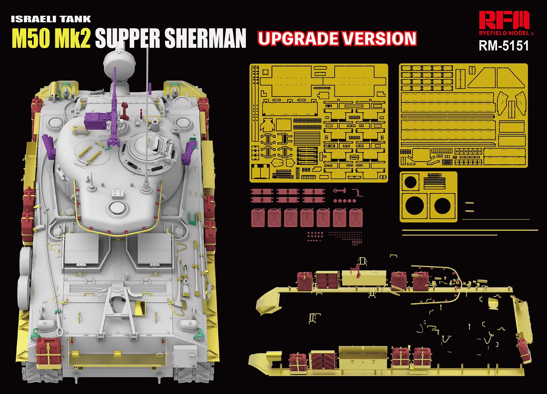 RYE FIELD 5151 1/35 Israeli Tank M50 Mk2 SUPER SHERMAN UPGRADE VERSION Model Kit