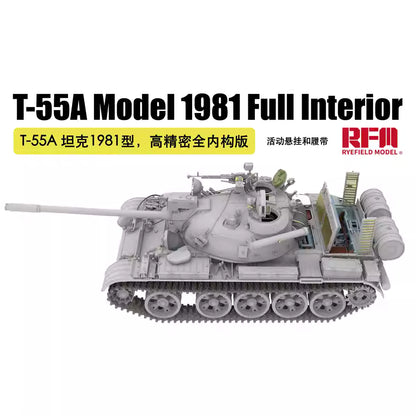 Discover the RYE FIELD 5155 T-55A 1/35 Tank Model Kit with full interior, workable suspension, and track – the perfect addition for hobbyists!