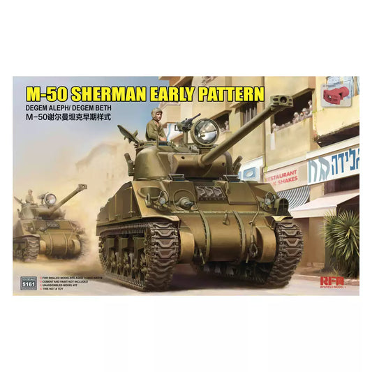 RYE FIELD 5161 1/35 M-50 Sherman Early Pattern Degem Aleph Tank Model Kit