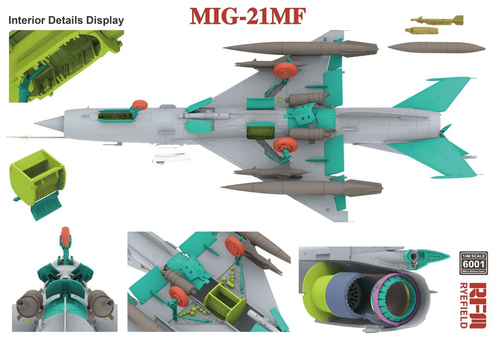 RFM6001 MIG-21MF 1/48 Fighter Model Kit | RYE FIELD Model
