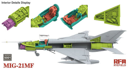 Build the RFM6001 MIG-21MF 1/48 Fighter Model Kit by RYE FIELD.