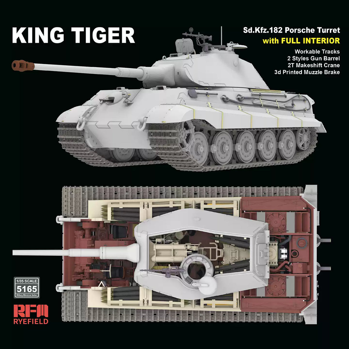 Rye Field RFM-5165 1/35 Sd.Kfz.182 KING TIGER Porsche Turret Full Interior Kit
