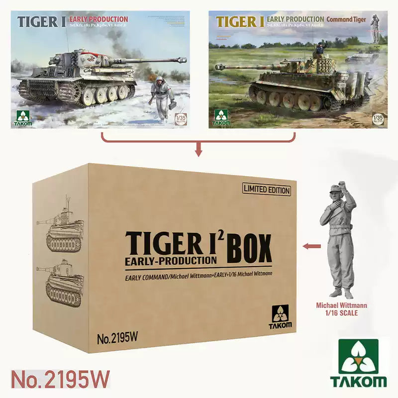 TAKOM released 2195W 1/35 TIGER 1² Early Production Box+1/16 COMMAND Michael Wittmann
