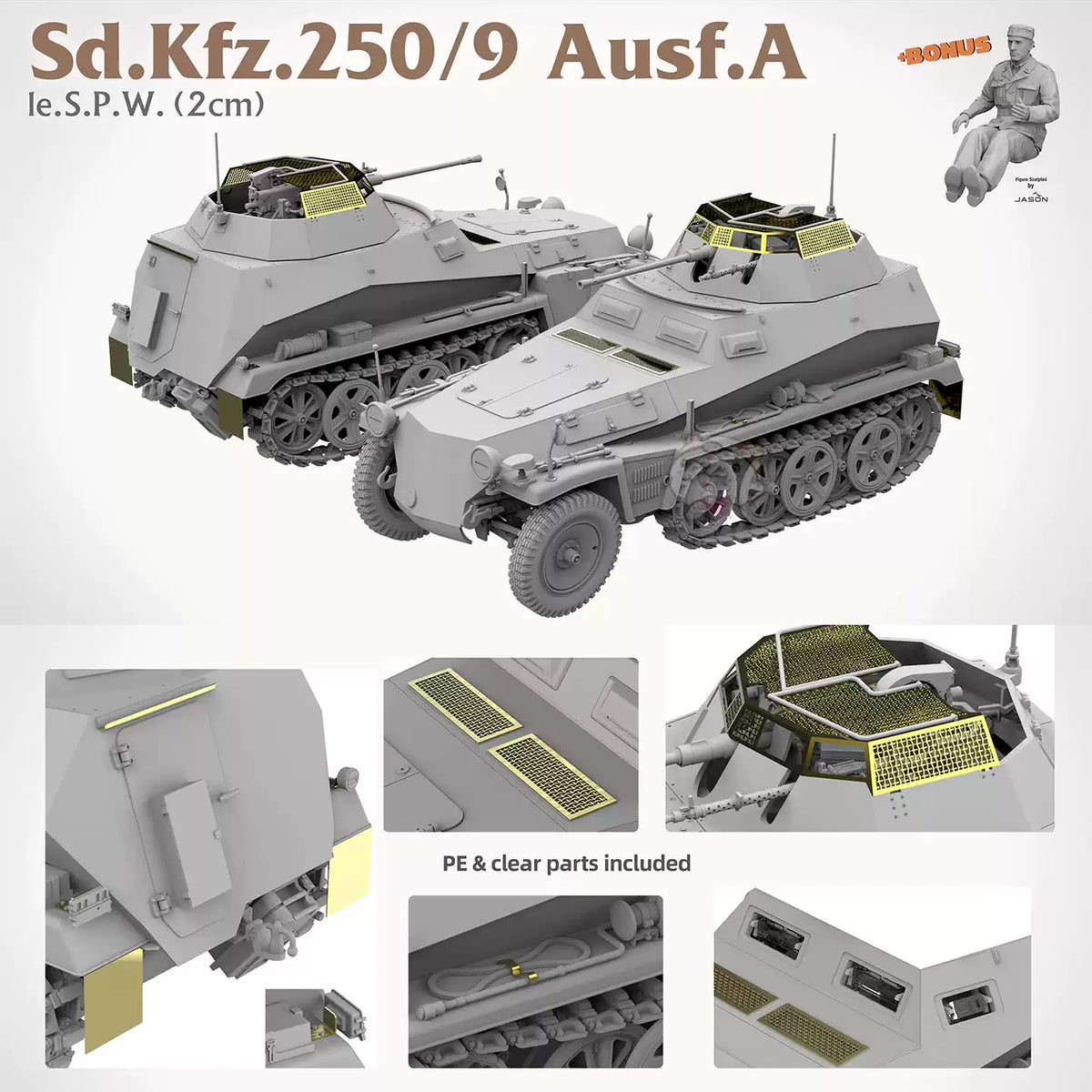TAKOM 2213 1/35 Sd.Kfz.250/9 Ausf.A Ie.S.P.W. (2cm) Tank Model kit