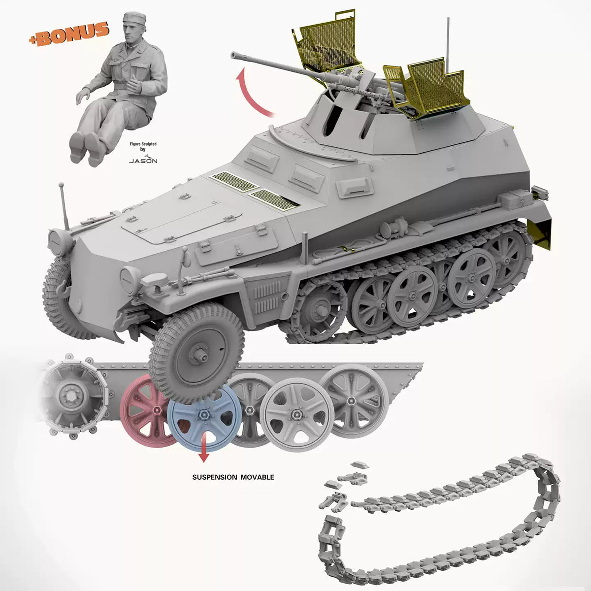 TAKOM 2213 1/35 Sd.Kfz.250/9 Ausf.A Ie.S.P.W. (2cm) Tank Model kit