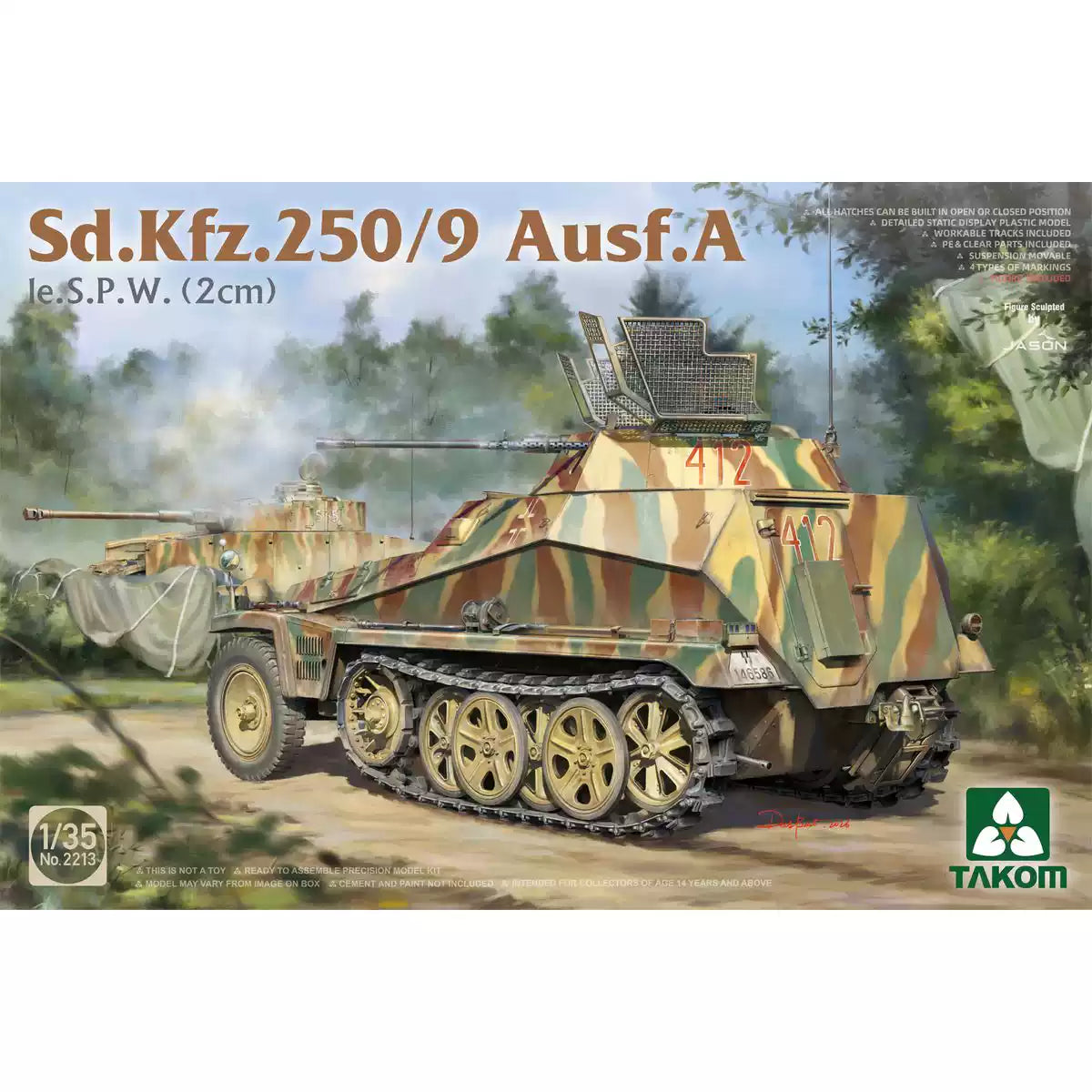 TAKOM 2213 1/35 Sd.Kfz.250/9 Ausf.A Ie.S.P.W. (2cm) Tank Model kit