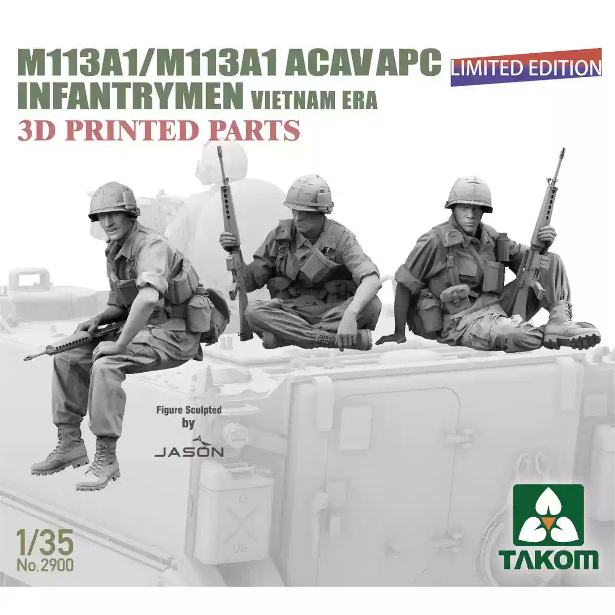 TAKOM 2900 1/35 M113A1 ACAV APC Infantrymen (Vietnam ERA) Resin Model Kit