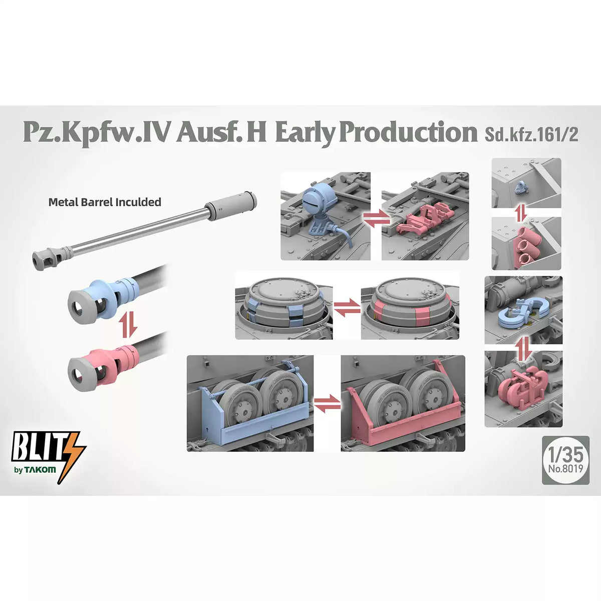 TAKOM 8019 1/35 Ausf. H Early Sd.kfz.161/2 Tank Model Kit