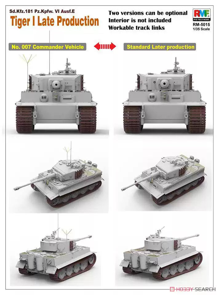 Ryefield-Model 1/35 5015 Ausf.E Tiger I Tank Model Kit