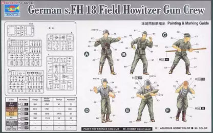 Trumpeter 00425 1/35 German s.FH 18 Field Howitzer Gun Crew ..