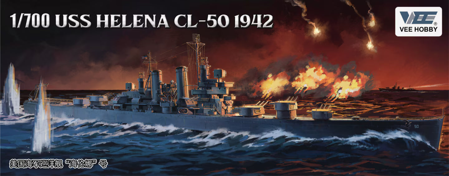VEE HOBBY V57019 1/700 CL-50 Helena Cruiser Assembled Ship Model Starter Edition
