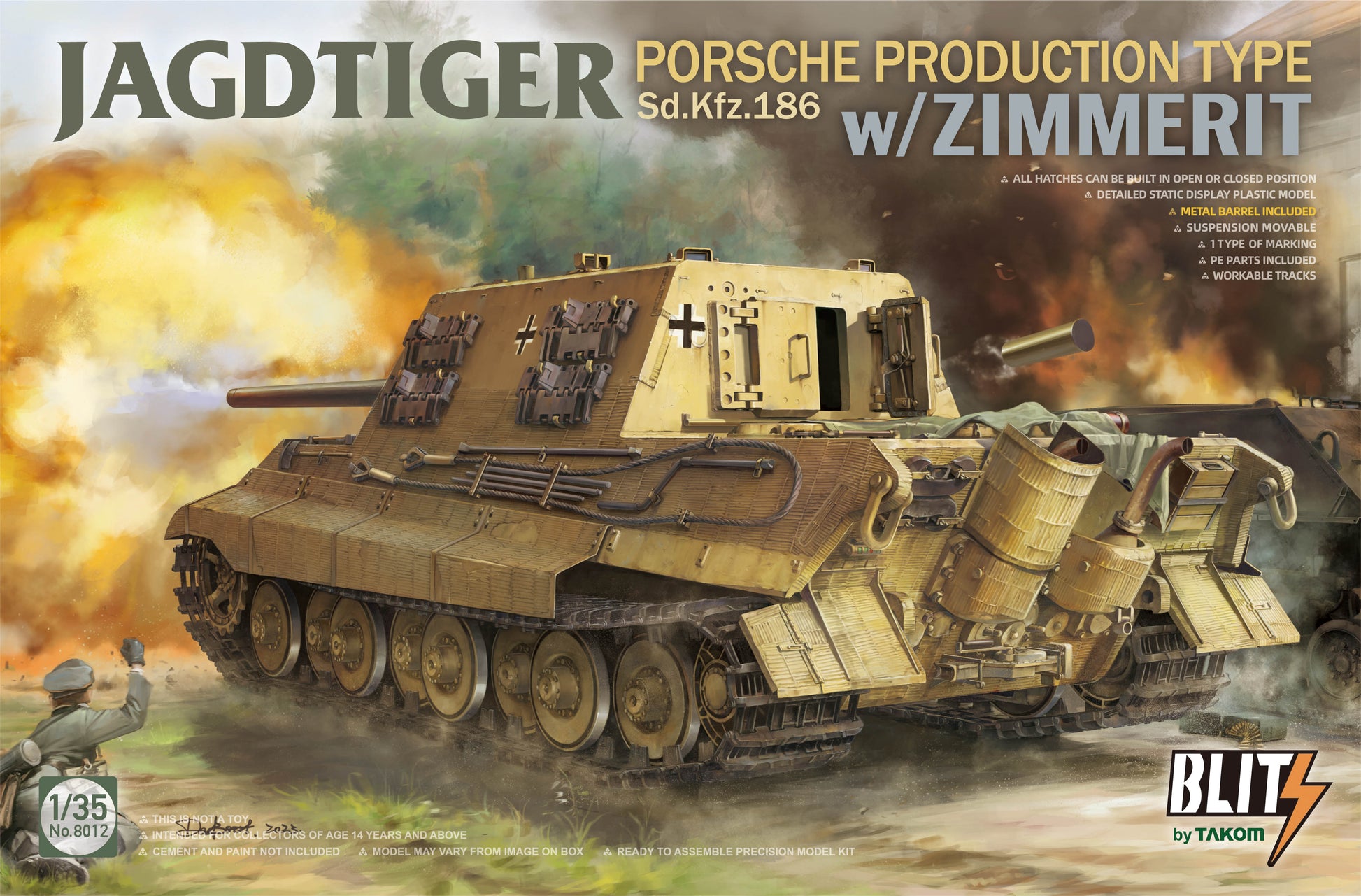 TAKOM 8012 1/35 Scale JagdTiger Sd.Kfz. 186 Production Type w/Zimmerit Model Kit