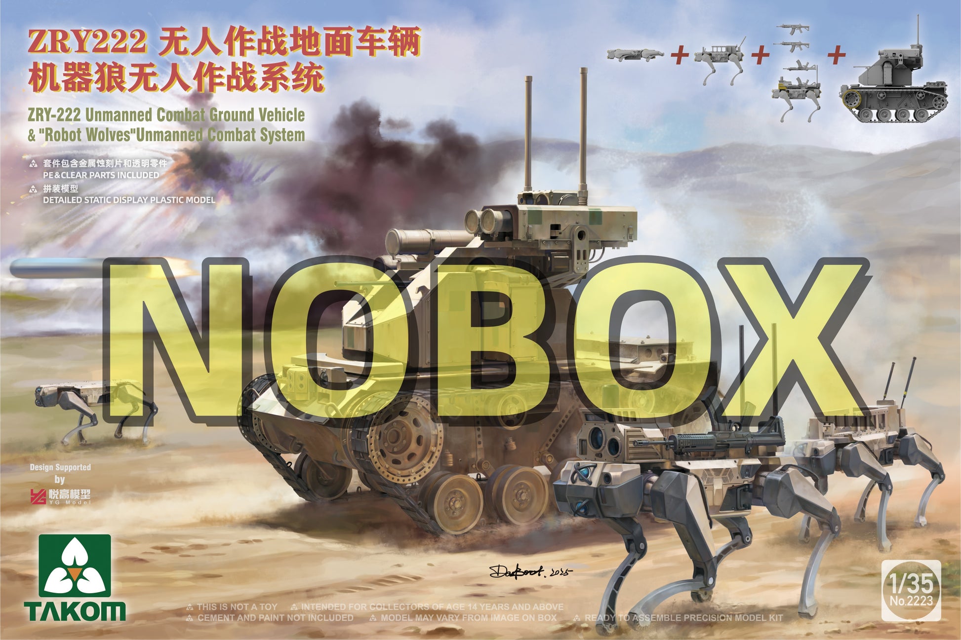 Takom 2223-NOBOX 1/35 ZRY-222 Unmanned Combat Ground Vehicle Robot Wolves System
