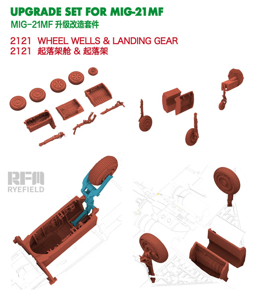 RYE FIELD 2121 Wheel Wells & Landing Gear Upgrade Set For 1/48 MIG-21MF Fighter Presale