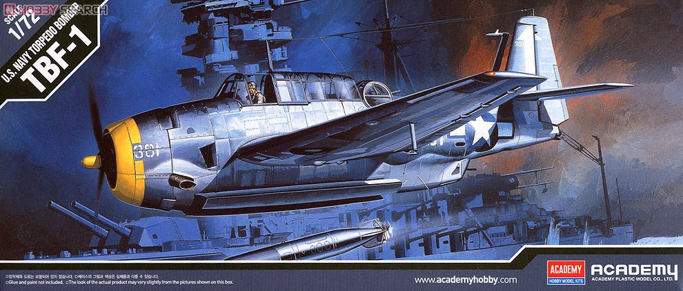 Academy 12452 1/72 U.S. Navy Torpedo Bomber TBF - 1 Model Kit - ModelHives