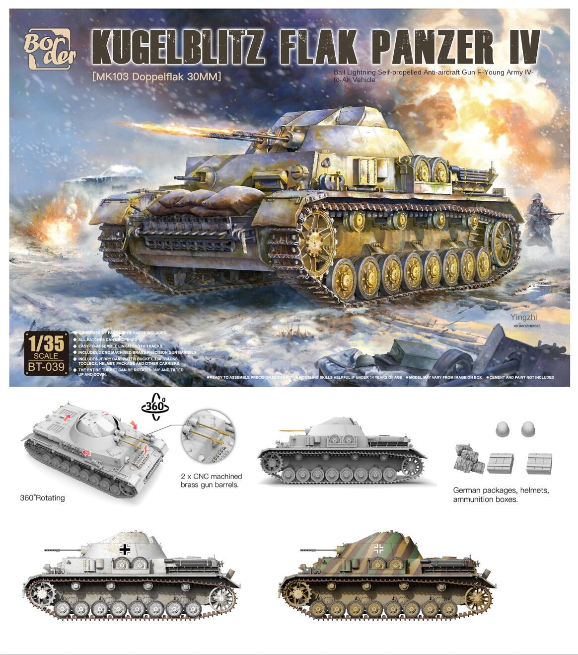 Border BT-039 1/35 Kugelblitz 30mm Mk103 Flakpanzer IV Model Kit