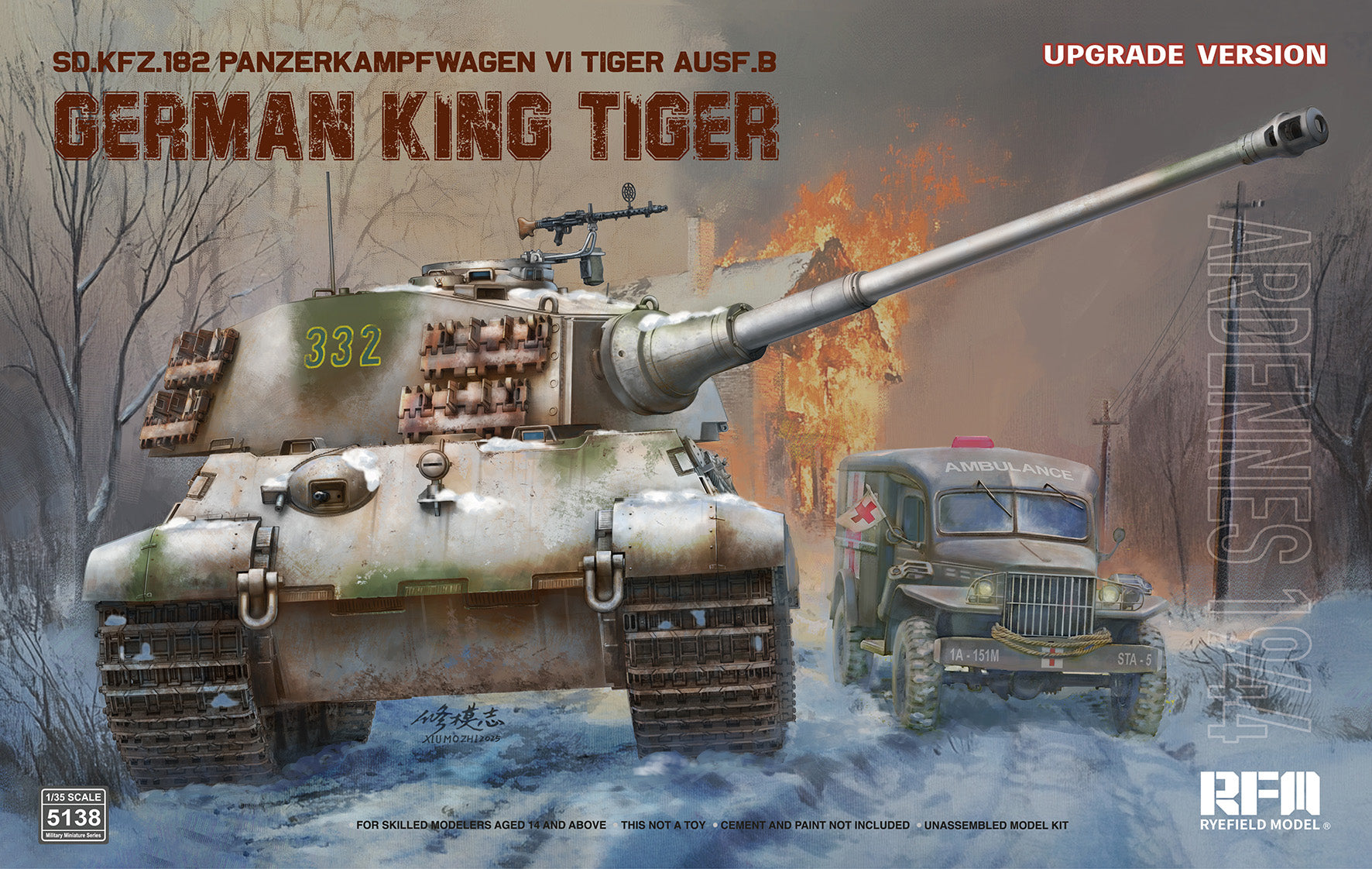 RYEFIELD 5138 1/35 SD.KFZ.182 PANZERKAMPFWAGEN VI TIGER Ardennes1944 Upgrade Ver