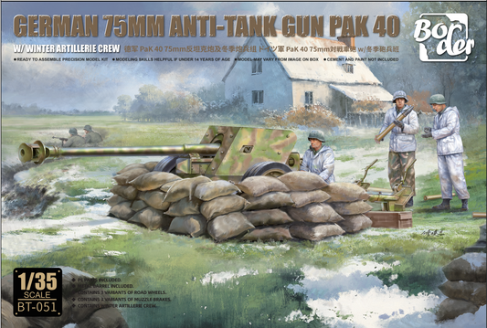 Border BT-051 1/35 GERMAN 7.5cm Pak 40 Anti-Tank Gun w/Winter Artillery Crew Kit ModelHive