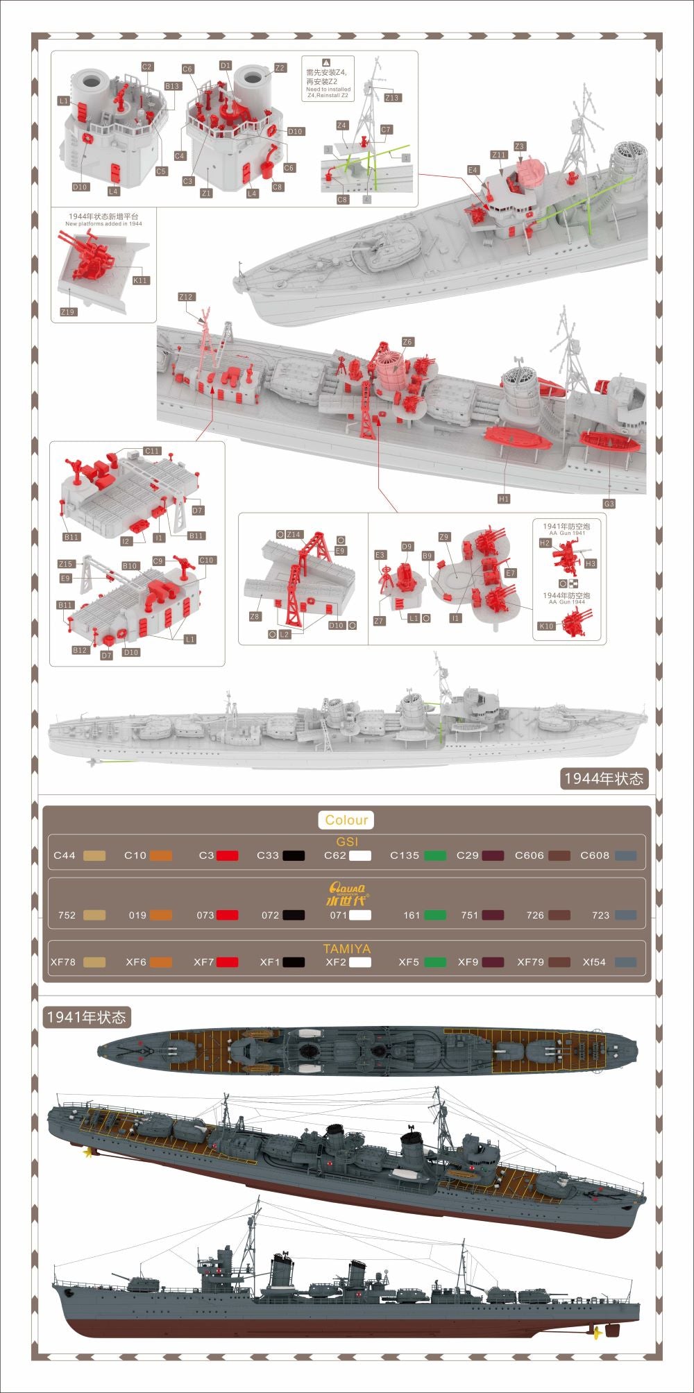 Triumph TM35003WL 1/350 IJN Destroyer Shiratsuyu 1941/1944(2in1)Waterline Ver