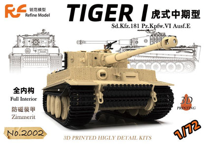 Reflne 2002 1/72 TIGER I Ausf.E Full Interior/Zimmerit 3D Print Tank Kit