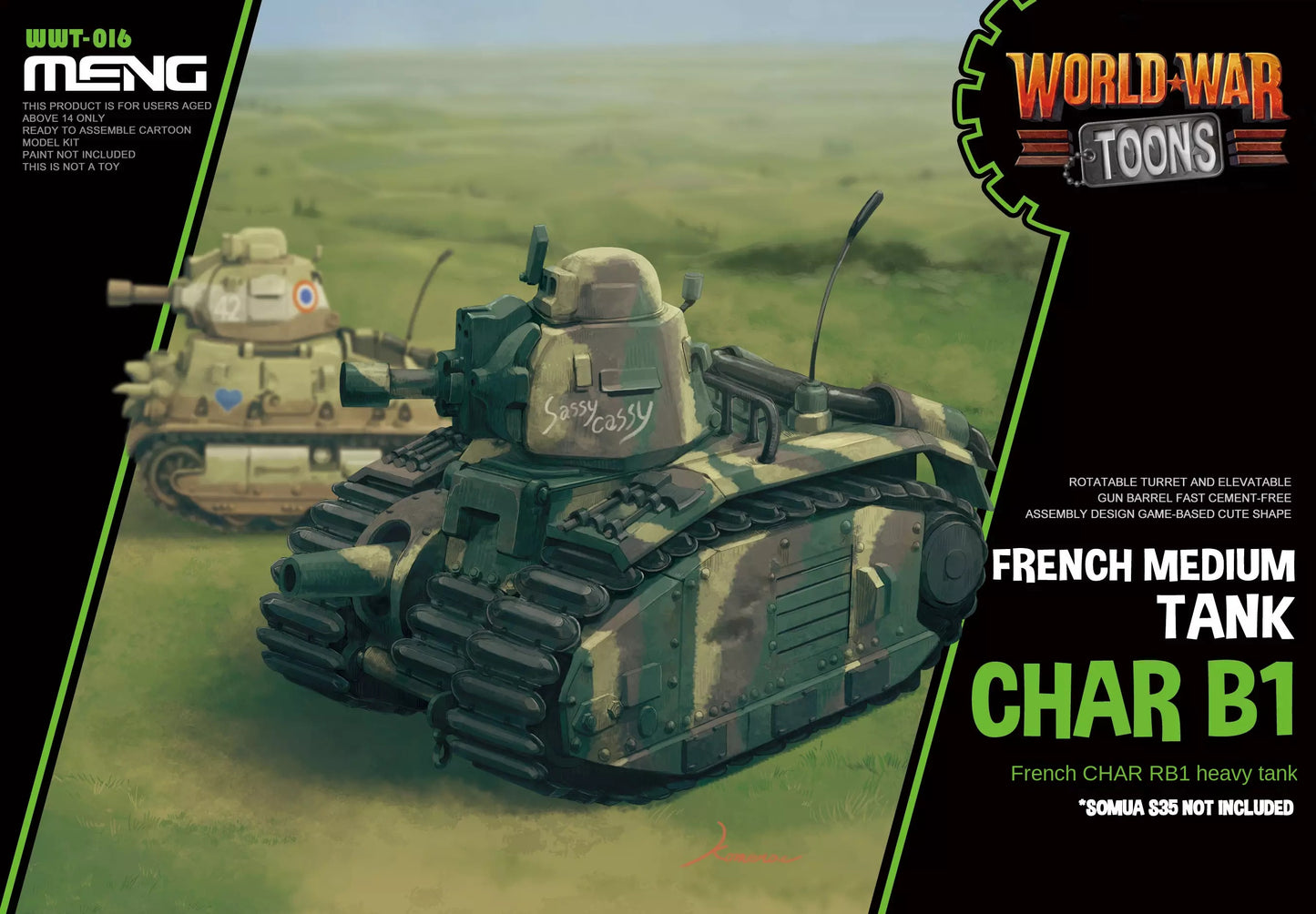 Meng&Studio Roqovan Model WWT-016 CHAR B1 FRENCH MEDIUM TANK WORLD WAR TOONS