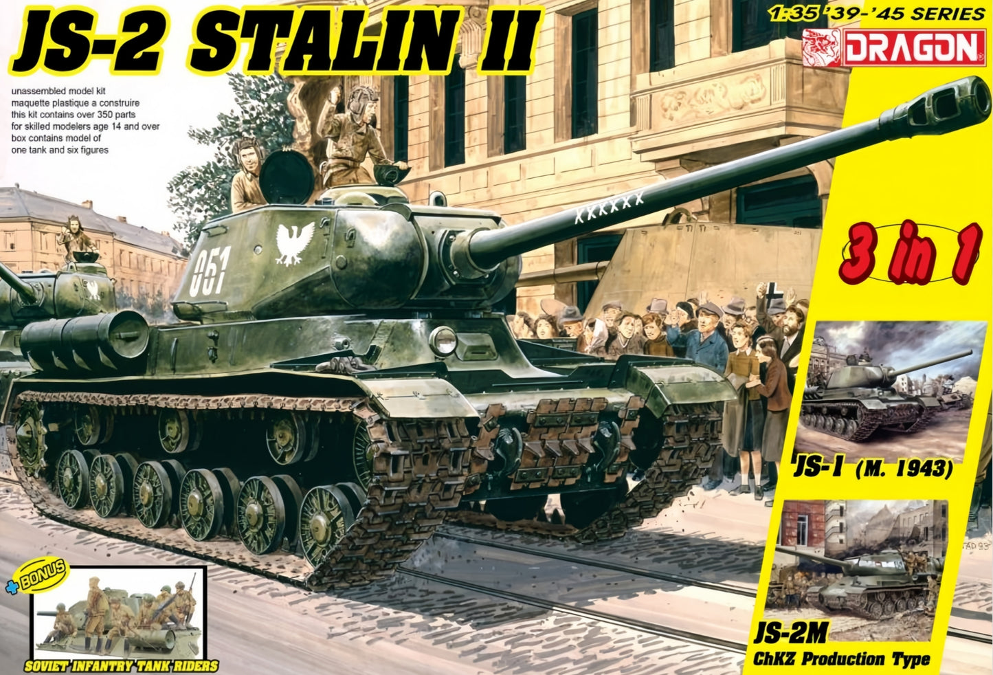 Dragon 6537 1/35 JS-2 Stalin II Tank 3 in1+Soviet Infantry Tank Riders Model Kit