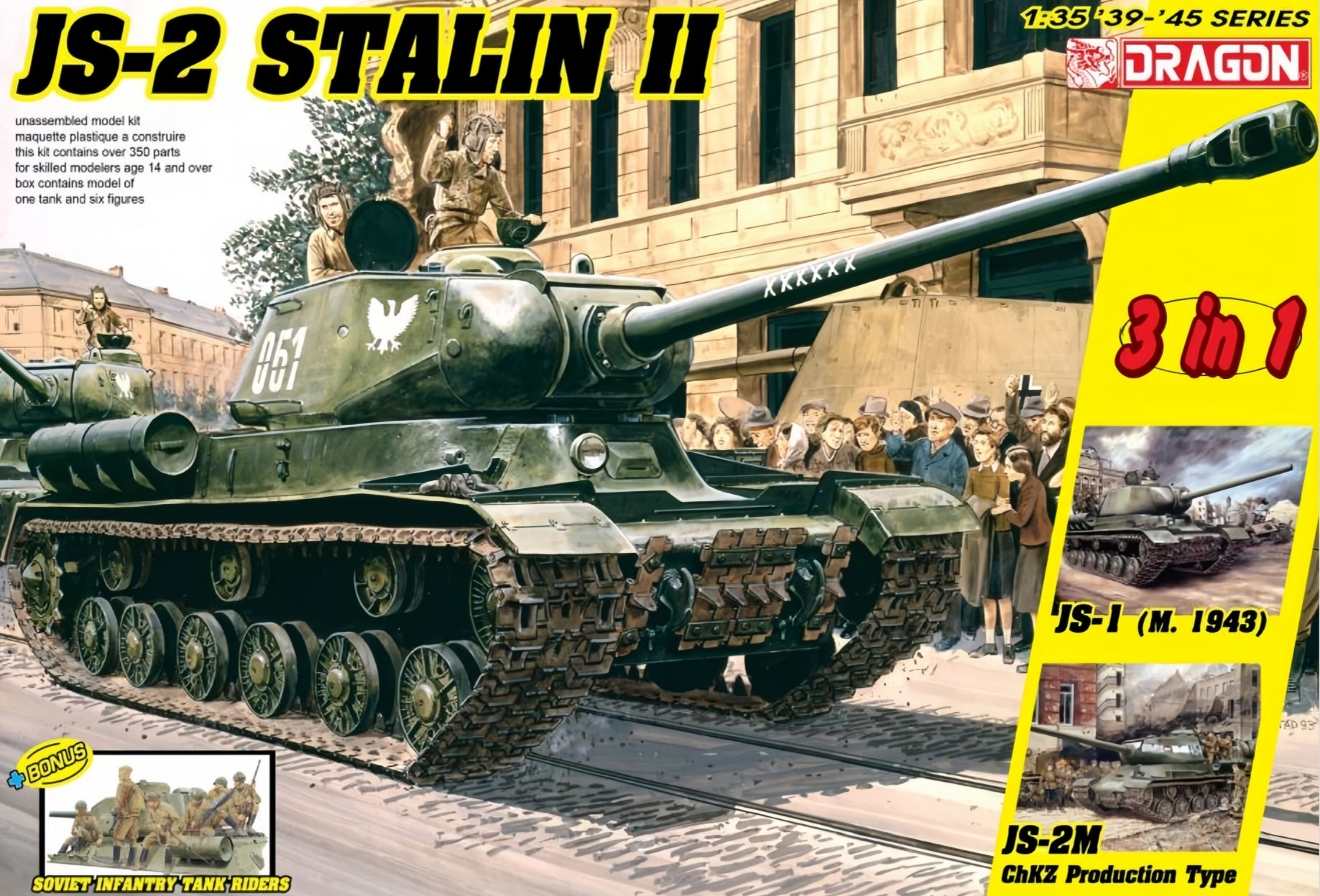 Dragon 6537 1/35 JS-2 Stalin II Tank 3 in1+Soviet Infantry Tank Riders Model Kit