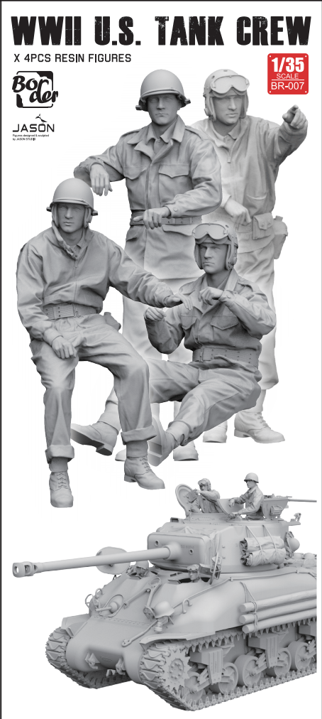 Border BR - 007 1/35 WWII U.S. TANK CREW 4PCS RESIN FIGURES - ModelHives