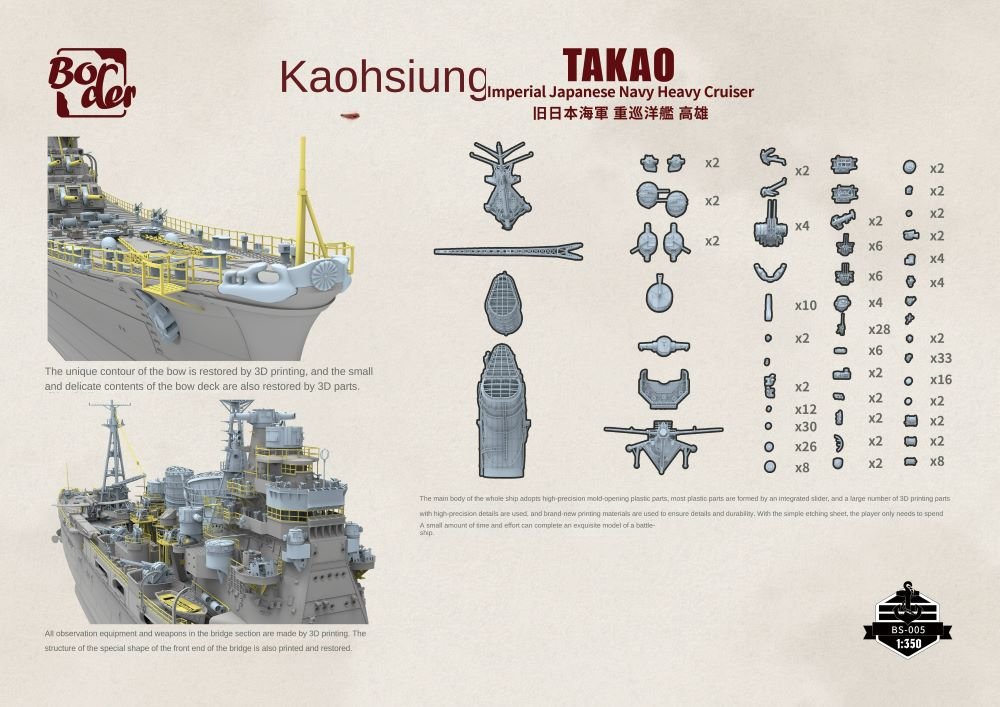 Border BS - 005 1/350 IJN Heavy Cruiser Takao Assembly Model Kit High Detail - ModelHives