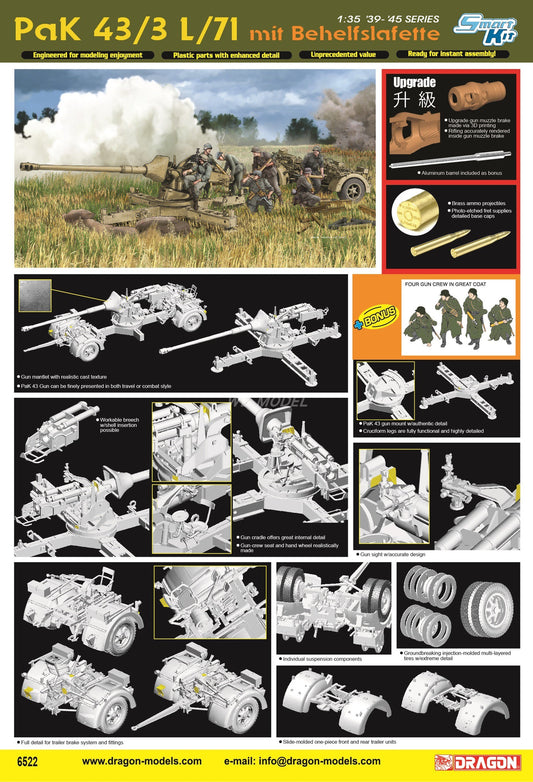 DRAGON 1/35 6522 PaK 43/3 L/71 mit Behelfslafette Upgrade Model Kit