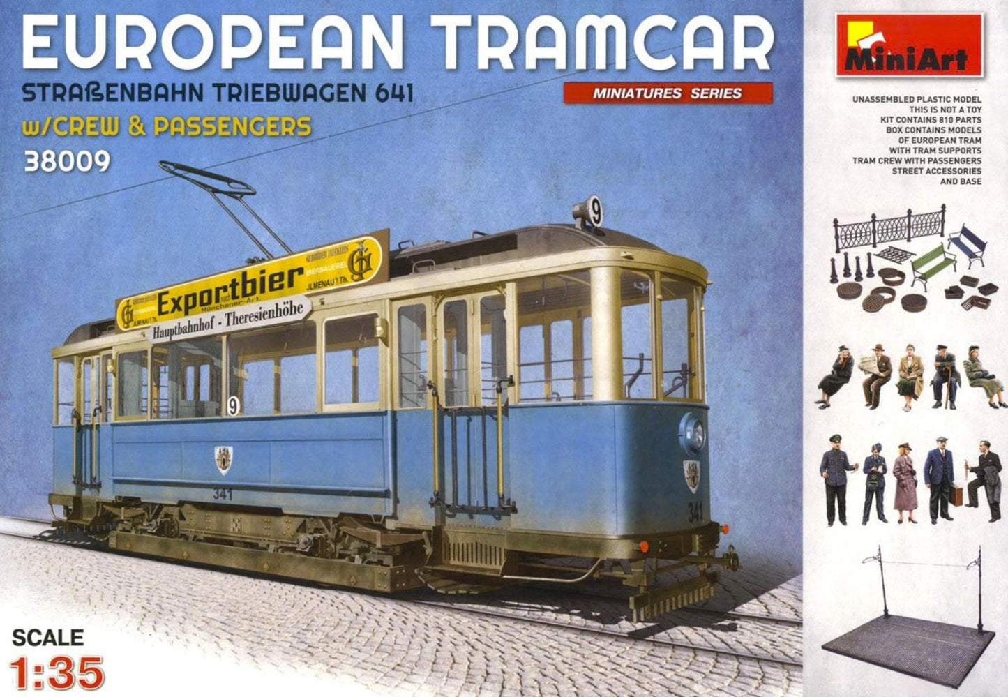 MINIART 1/35 38009 European Tramcar Triebwagen 641 w/Crew & Passengers Model Kit