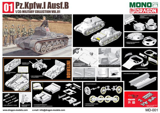 DRAGON MD-001 1/35 1/35 Pz.Kpfw.I Ausf.B MILITARY COLLECTION VOL.01 MODEL KIT