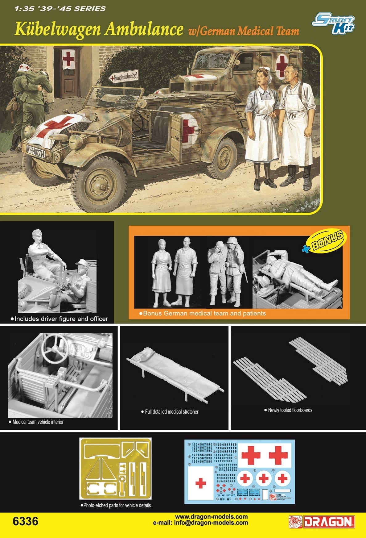 Dragon 6336 1/35 Kibelwagen Ambulance w/German Medical Team Model Kit