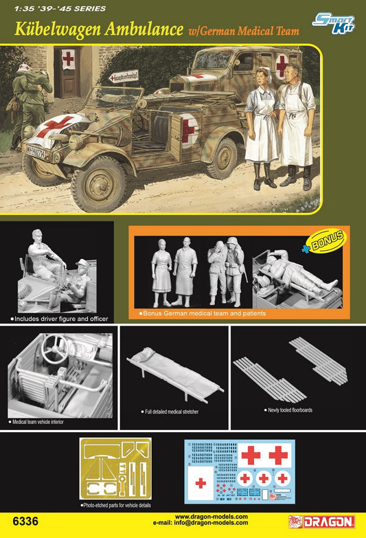 Dragon 6336 1/35 Kibelwagen Ambulance w/German Medical Team Model Kit