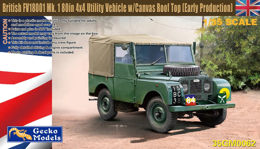 Gecko Models 35GM0062 FV18001 Mk.I 80in 4x4 Utility Vehicle w/Canvas Roof Top ModelHive