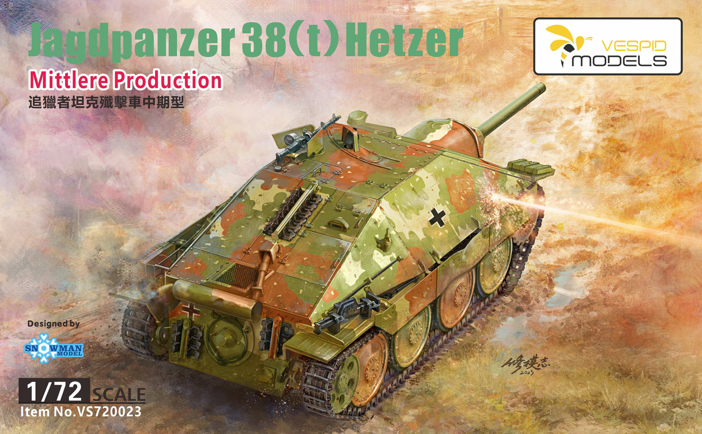 VESPID VS720023 1/72 Jagdpanzer 38(t) Hetzer Mittlere Production Military Kit