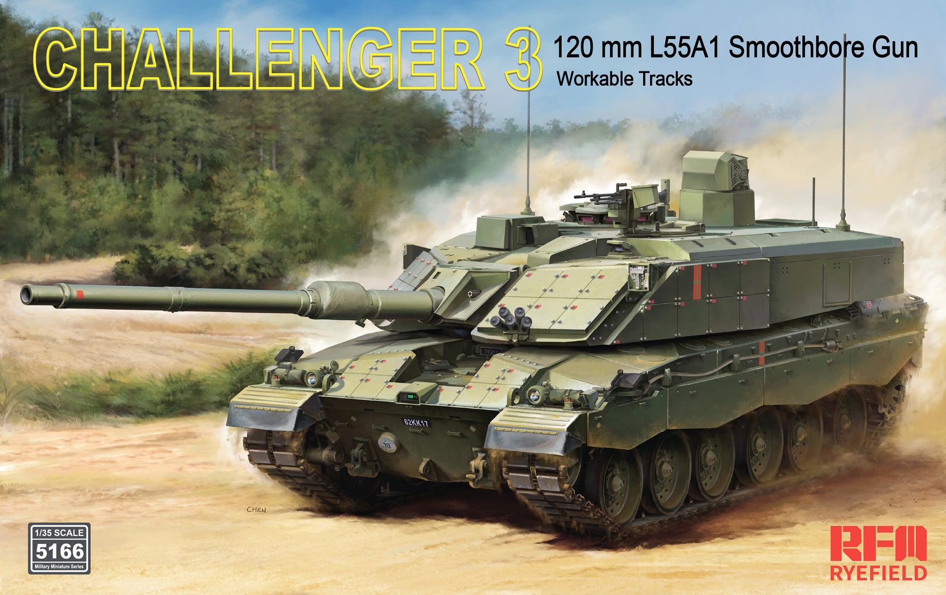 RYE FIELD 5166 1/35 Challenger 3 120 mm L55A1 Smoothbore Gun Plastic Model Kit Presale