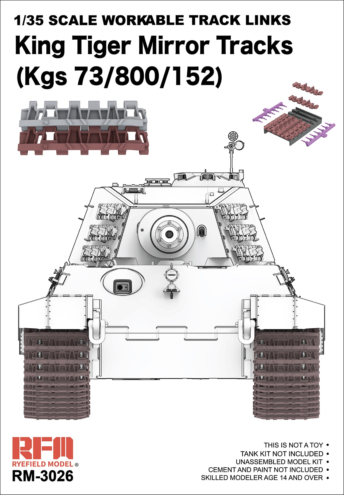 RYEFIELD RFM3026 1/35 Workable Track Links for King Tiger (Mirror Tracks£©