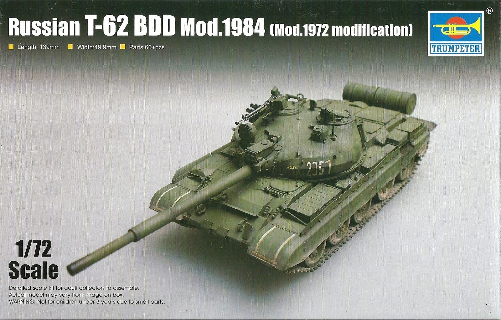 TR 07148 1/72 RUSSIAN T-62 BDD MOD.1984 MOD.1972 MODIFICATION Trumpeter Kit