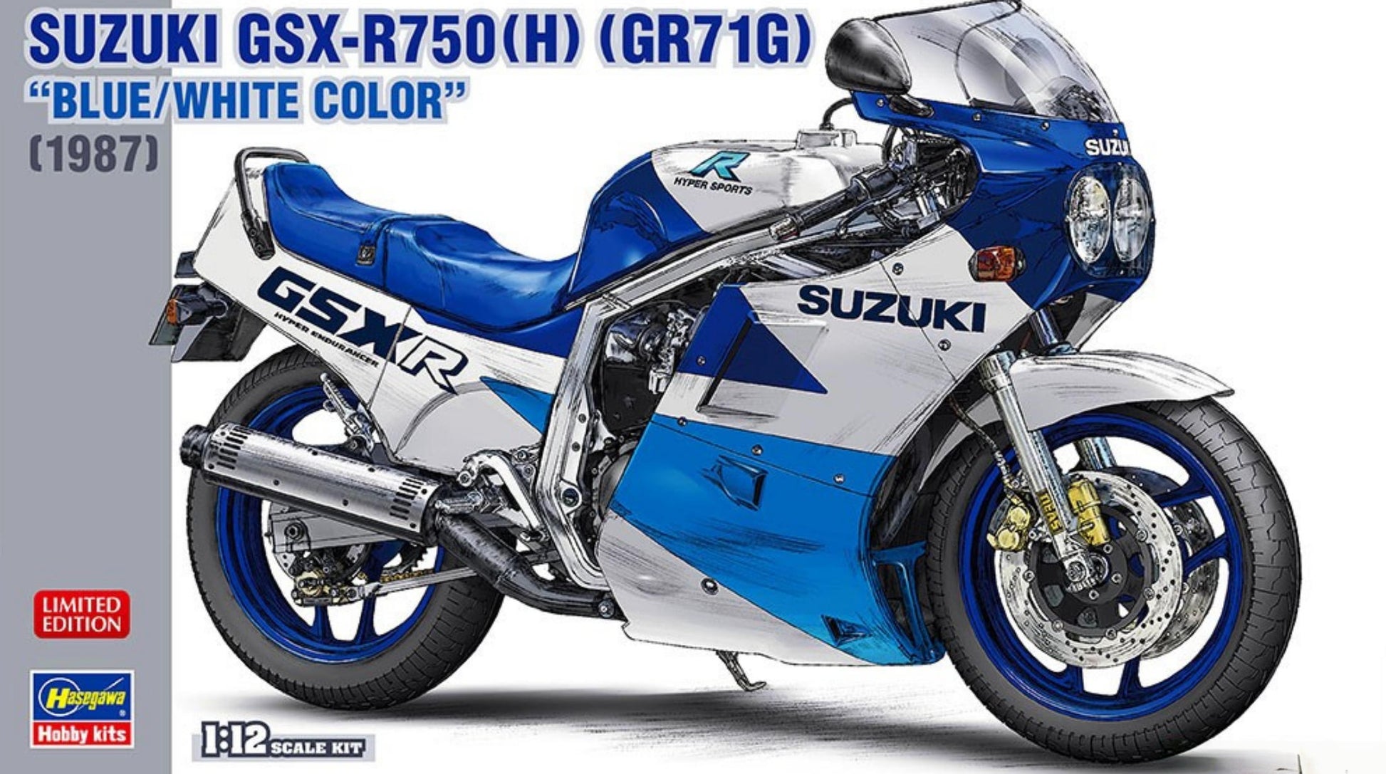 HASEGAWA HA21746 1/12 Suzuki GSX-R750 (H) (GR71G) `Blue/White` (Model Car)
