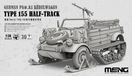 MENG VS-018 1/35 GERMAN Pkw.K1 KUBELWAGEN TYPE 155 HALF-TRACK Model Kit ModelHive