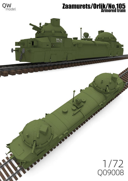QW Q09008 1/72 Zaamurets/Orlik/No,105 Armored Train Model Kit w/Metal Track