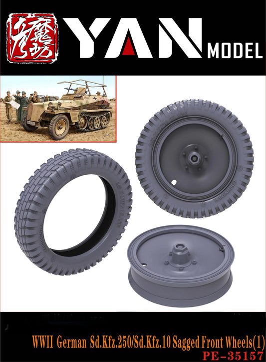 YAN MODEL PE-35157 1/35 WWII German Sd.Kfz.250/Sd.Kfz.10 Sagged Front Wheels(2) - ModelHives