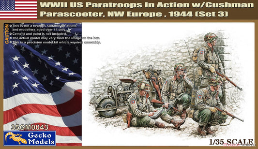 Gecko 35GM0043 1/35 WWII US Paratroops w/Cushman Parascooter, NW Europe,1944 ModelHive
